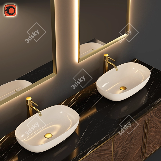 AP Elegant 3-Piece Bathroom Set 3D model image 5