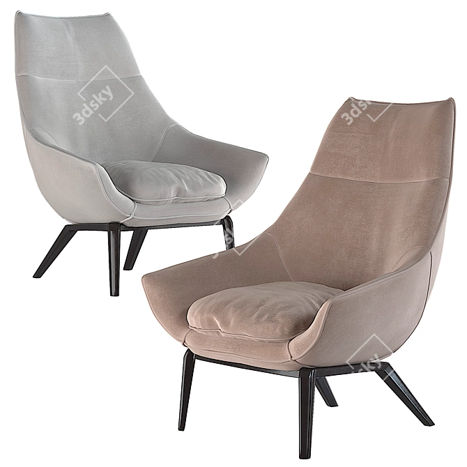 Elegant ERMES Armchair: Contemporary Comfort 3D model image 1