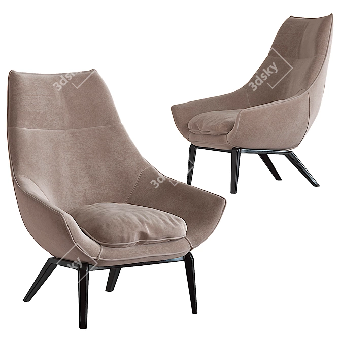 Elegant ERMES Armchair: Contemporary Comfort 3D model image 2