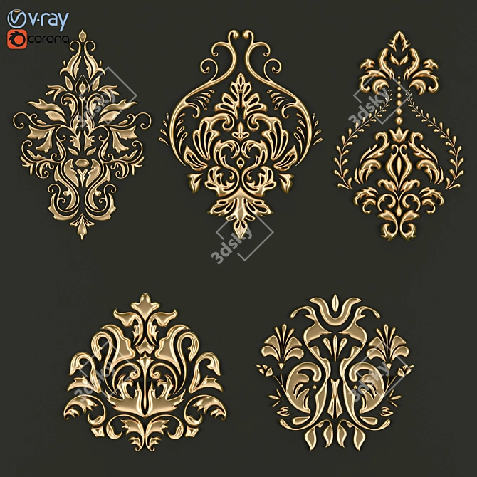 Modern Geometric Ornament Set 3D model image 1