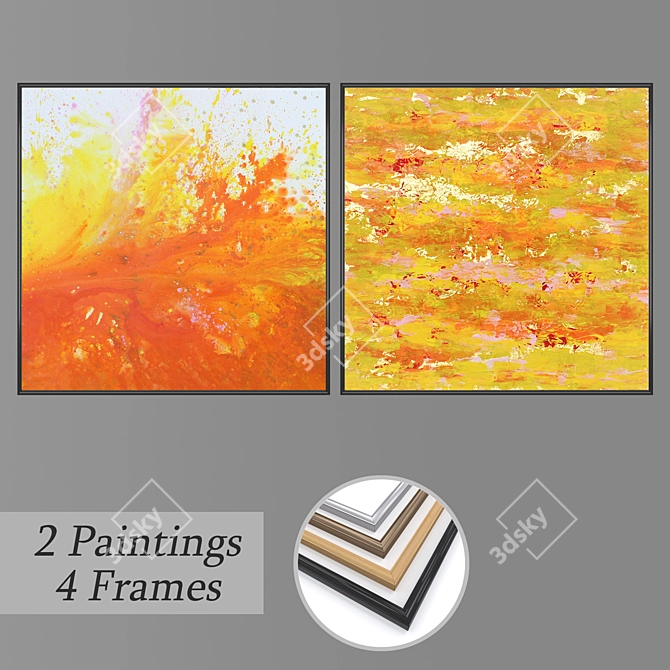 Artful Frames: Set of 2 Wall Paintings 3D model image 1