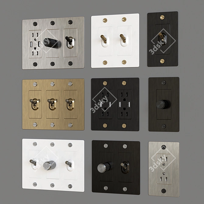 Sleek US Switches in Chic Finishes 3D model image 3