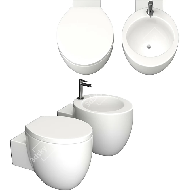 Cielo Ceramic Toilet: Giare Series 3D model image 4