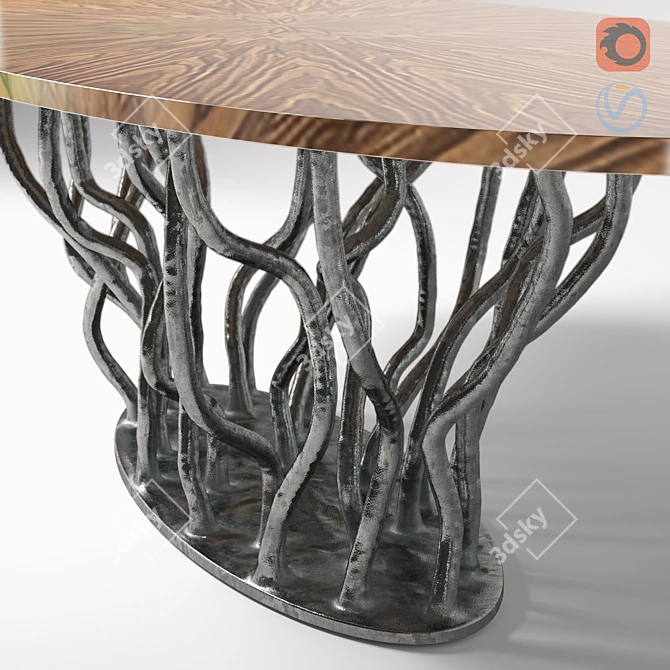 Allana Walnut Brass Dining Table 3D model image 3