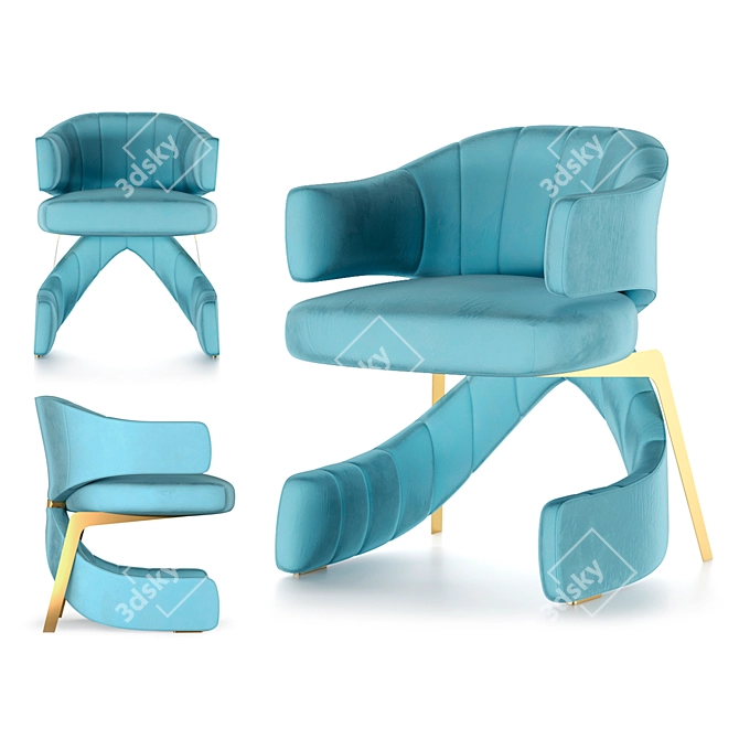 Elegant Floating Velvet Chair 3D model image 1
