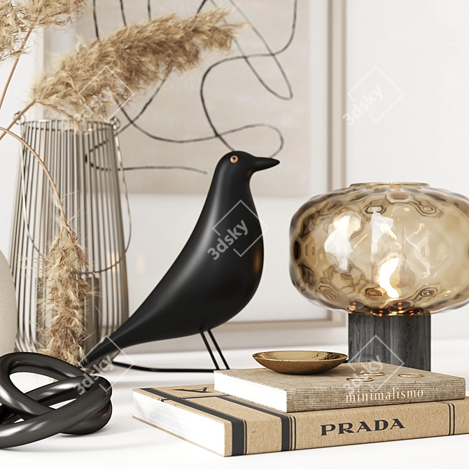 Elegant Decor Set with Prada Book & Ceramic Vase 3D model image 2