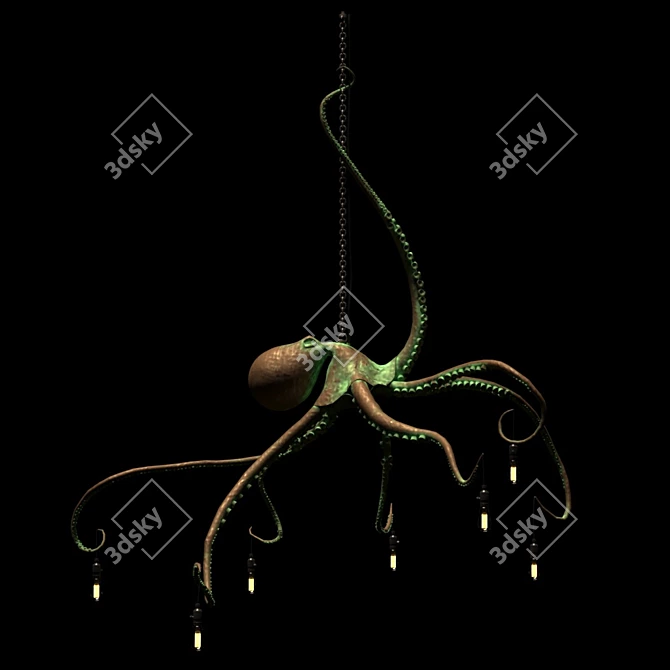 Bronze Octopus Pendant Light 3D model image 1