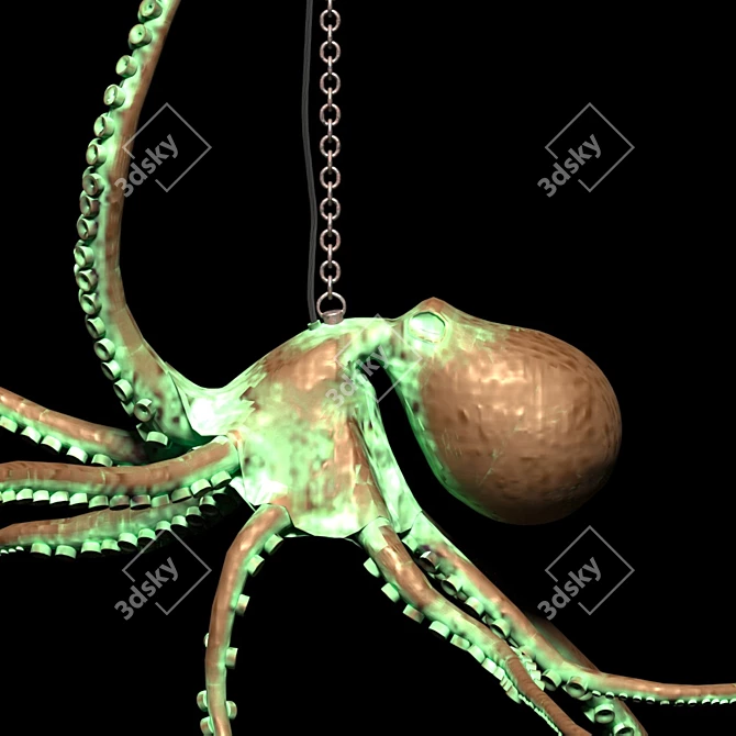 Bronze Octopus Pendant Light 3D model image 3