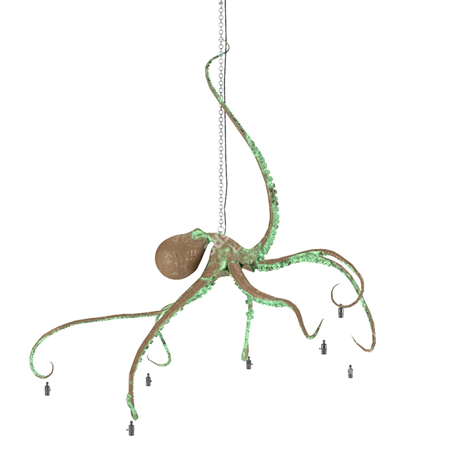 Bronze Octopus Pendant Light 3D model image 6