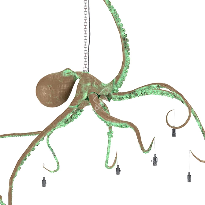 Bronze Octopus Pendant Light 3D model image 7