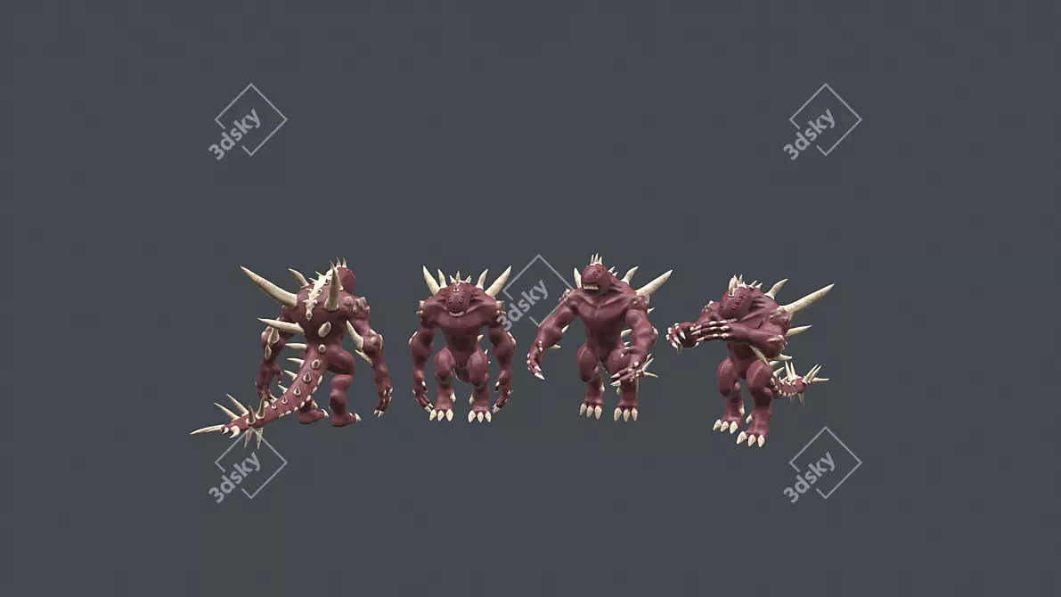 Monstrous Gaming Model: 6 Animations, High-quality Textures 3D model image 4