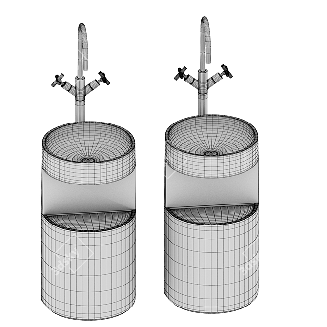 Elegant Hug Freestanding Basin 3D model image 2