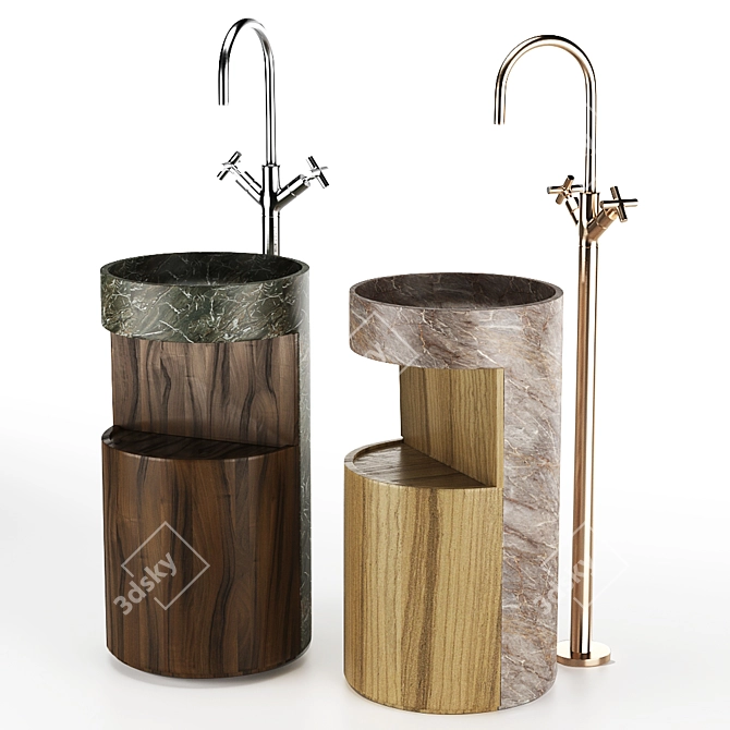 Elegant Hug Freestanding Basin 3D model image 5