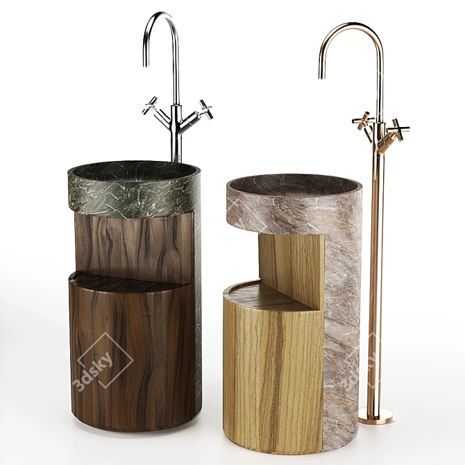 Elegant Hug Freestanding Basin 3D model image 6