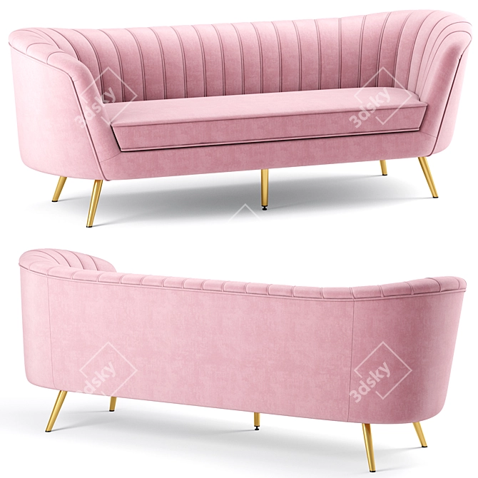 Elegant Margo Velvet Sofa | Luxurious Design 3D model image 1