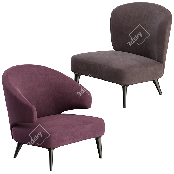 Elegant Aston Armchair, Minotti 3D model image 4