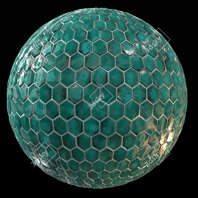 Seamless Teal Tile Material 3D model image 1