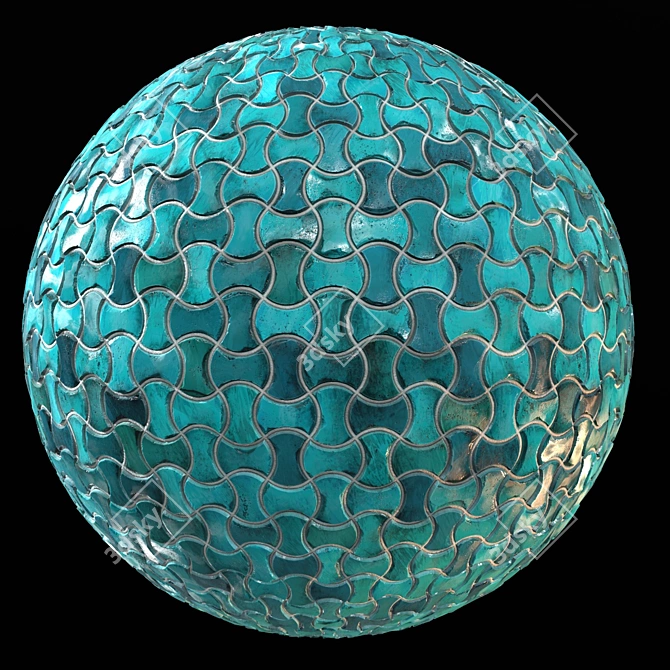 Elegant Teal Tile Material 3D model image 1