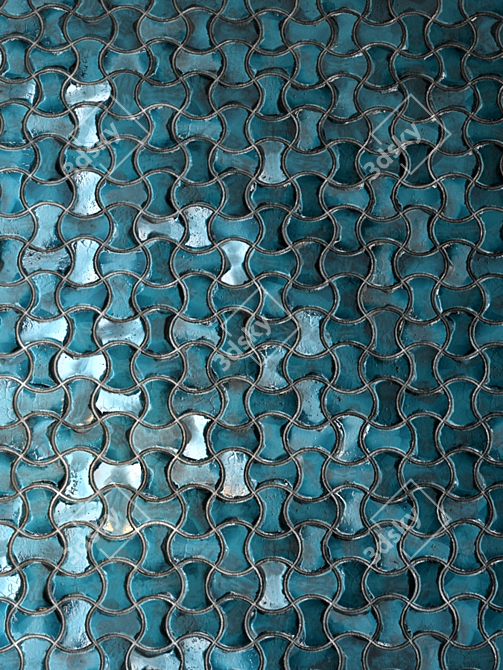 Elegant Teal Tile Material 3D model image 2