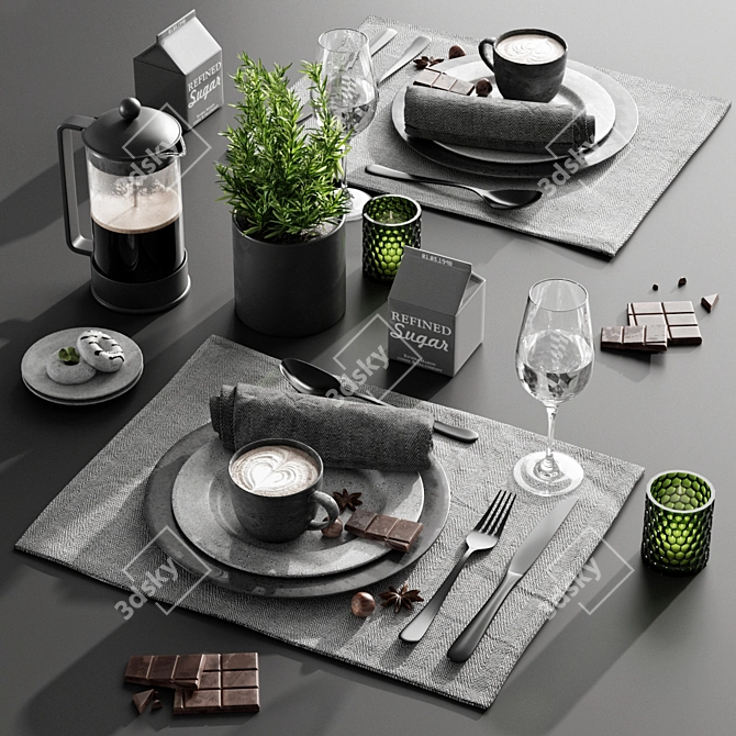 Elegant Dining Table Decor 3D model image 1