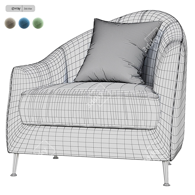 Elegant Gauche Chair: Divine Occasional Seating 3D model image 1