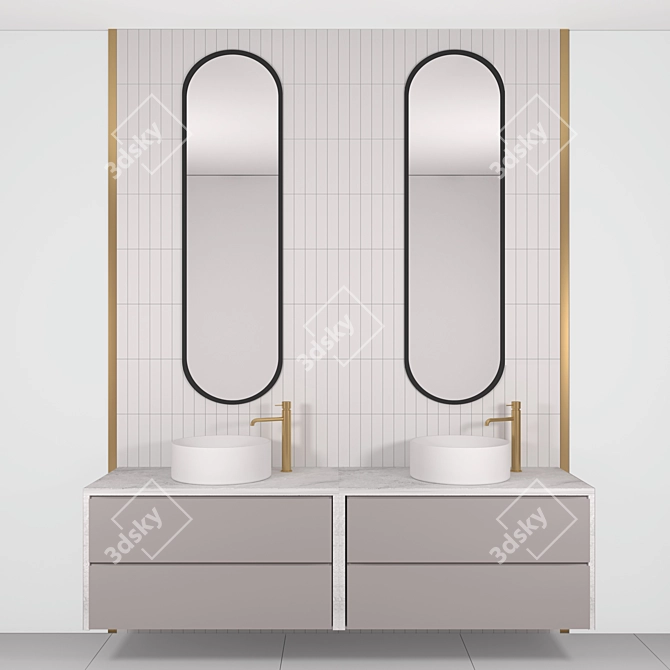 Modern White Bathroom Set 3D model image 1