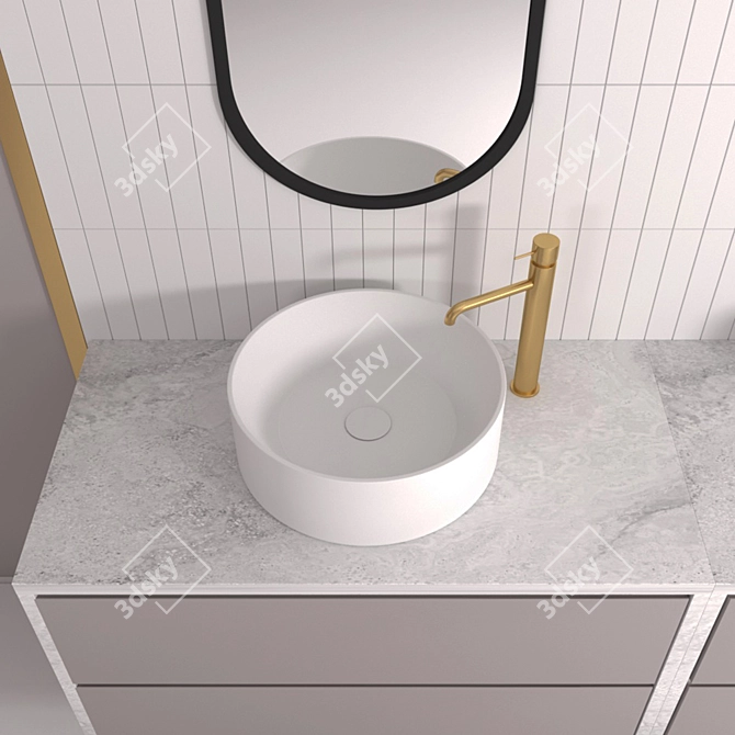 Modern White Bathroom Set 3D model image 3