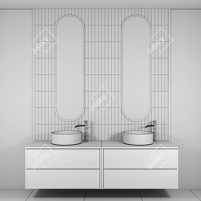 Modern White Bathroom Set 3D model image 4