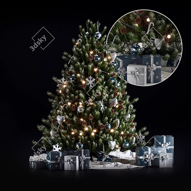 Festive Christmas Tree with Decorations 3D model image 4
