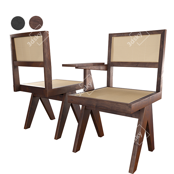 Elegant Wood Dining Chair 3D model image 1