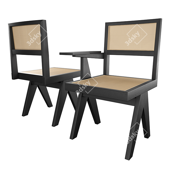 Elegant Wood Dining Chair 3D model image 4