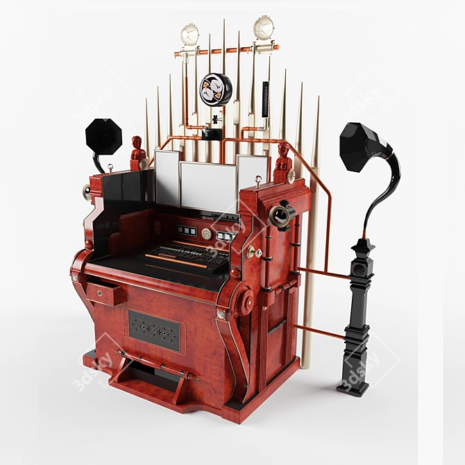 Victorian Steampunk Computer Desk 3D model image 1