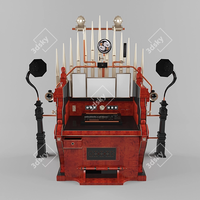 Victorian Steampunk Computer Desk 3D model image 2