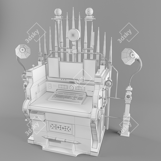 Victorian Steampunk Computer Desk 3D model image 4