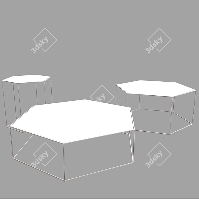 Geometric Hexagon Table Set 3D model image 2