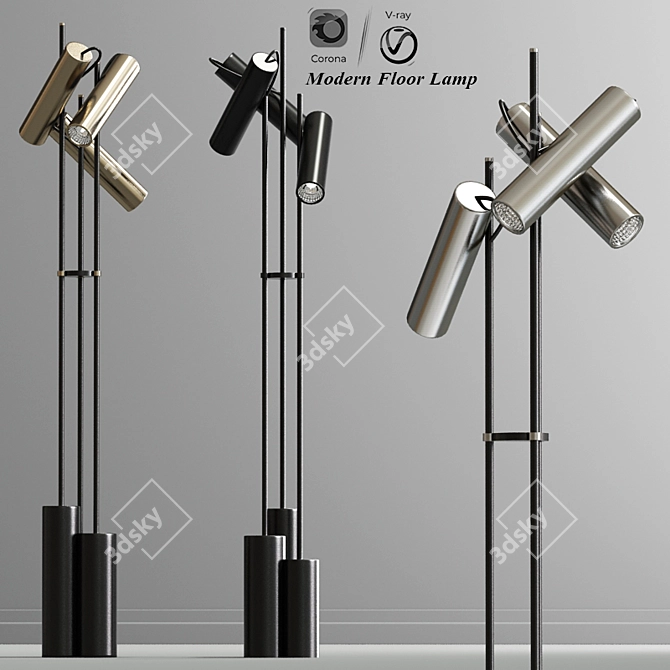 Sleek Modern Floor Lamp 3D model image 1