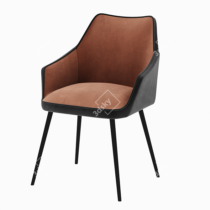 Vintage Velvet Tuscany Armchair 3D model image 2