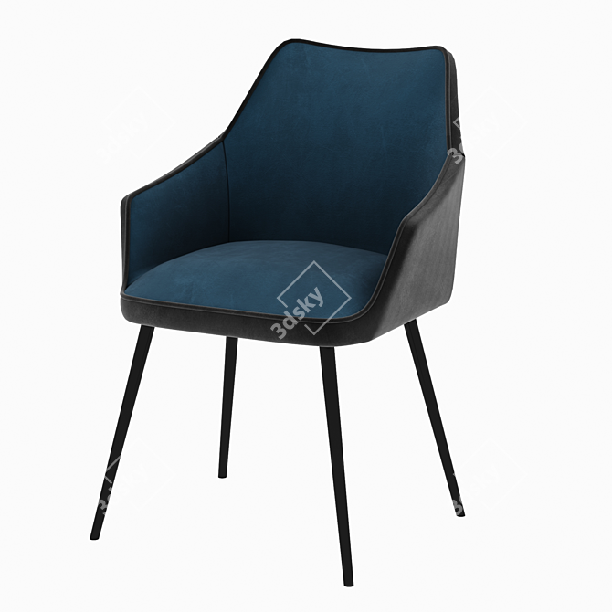 Vintage Velvet Tuscany Armchair 3D model image 3