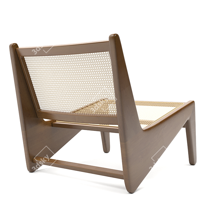 Classic Z-Shaped Kangaroo Chair by Pierre Jeanneret 3D model image 4