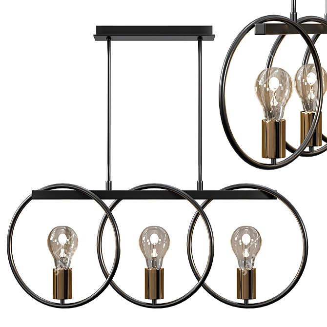 Industrial Rings Chandelier 3D model image 1