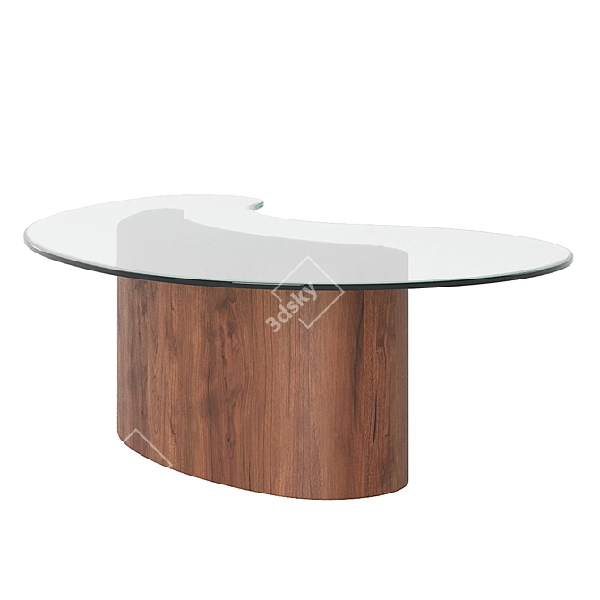 Vladimir Kagan Walnut & Glass Coffee Table 3D model image 1