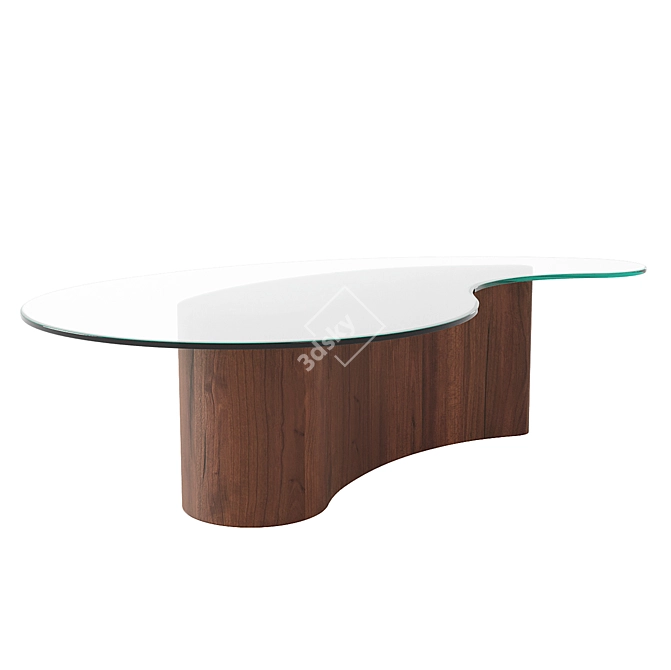 Vladimir Kagan Walnut & Glass Coffee Table 3D model image 2