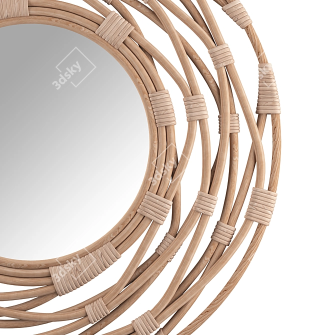 Rattan Sunburst Wall Mirror 3D model image 2