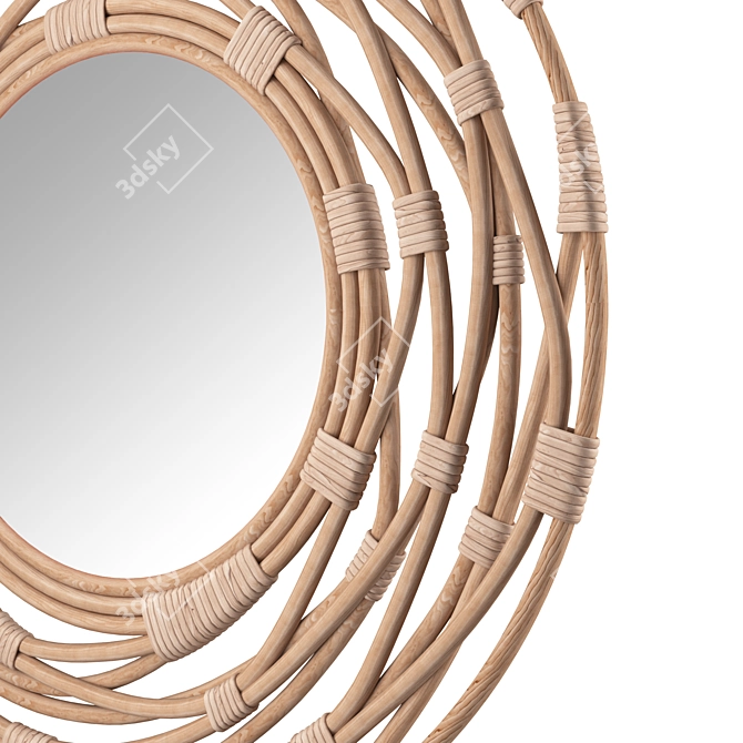 Rattan Sunburst Wall Mirror 3D model image 3