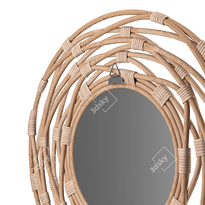 Rattan Sunburst Wall Mirror 3D model image 4