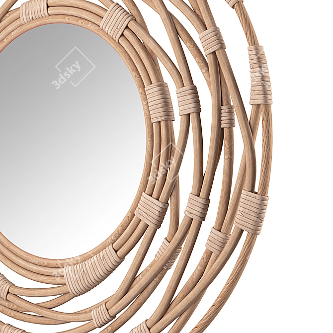 Rattan Sunburst Wall Mirror 3D model image 8