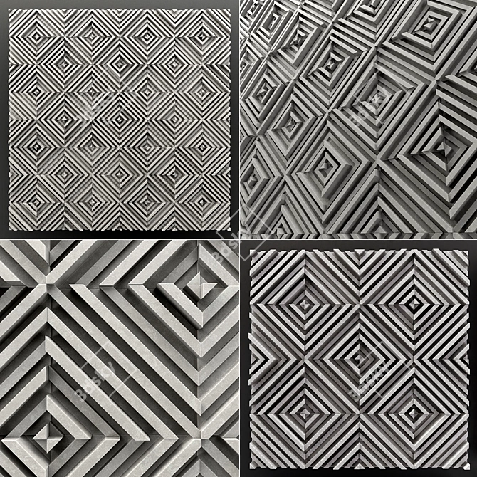 Panel Concrete Angle Line n4 / Tile Panel 3D model image 2