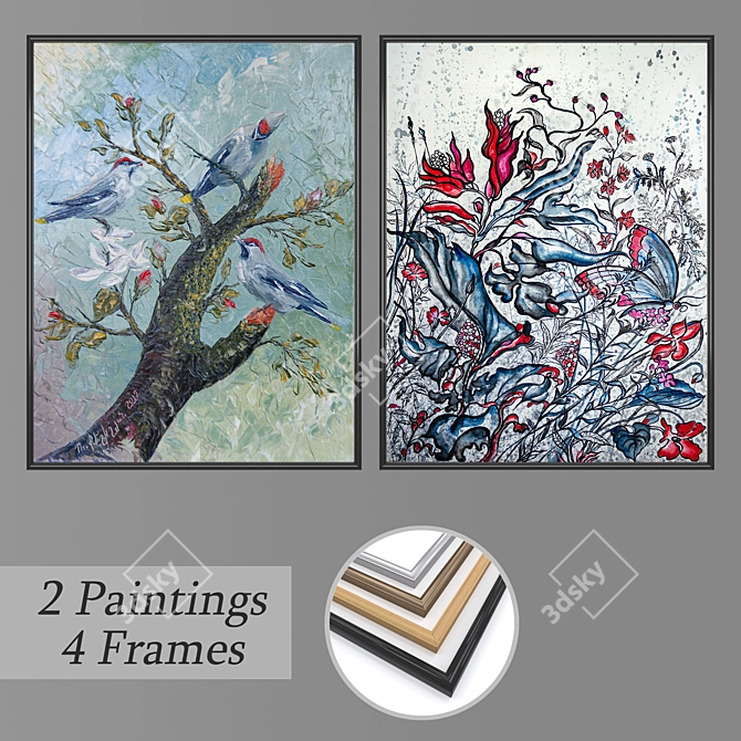 Modern Wall Art Set with Multiple Frames 3D model image 1