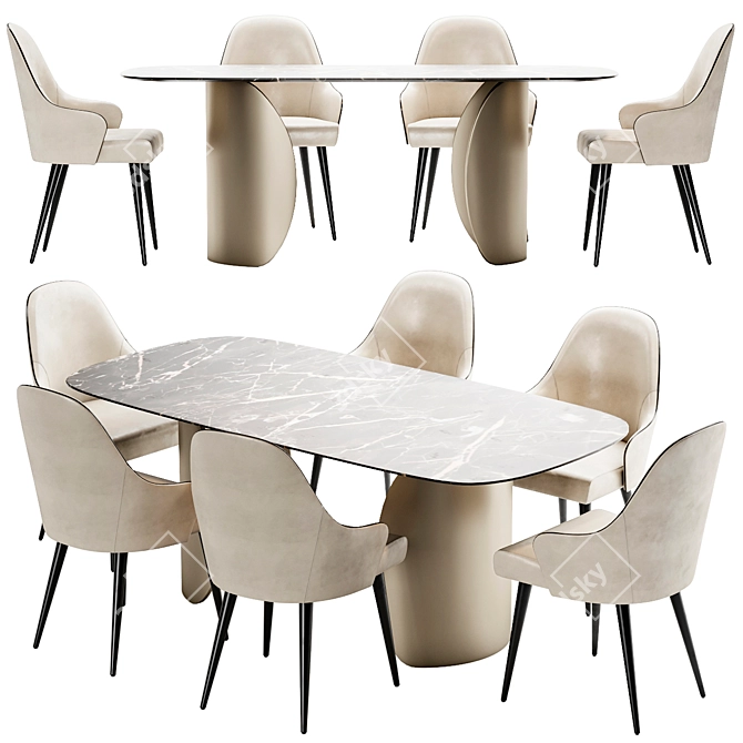 Refined Ludwig Dining Set 3D model image 1