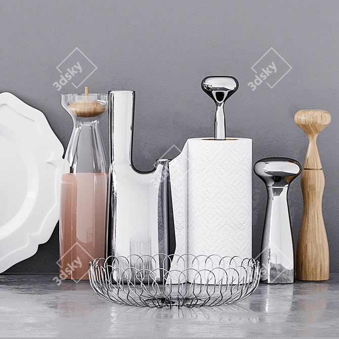 Elegant Kitchen Decor Set 3D model image 4